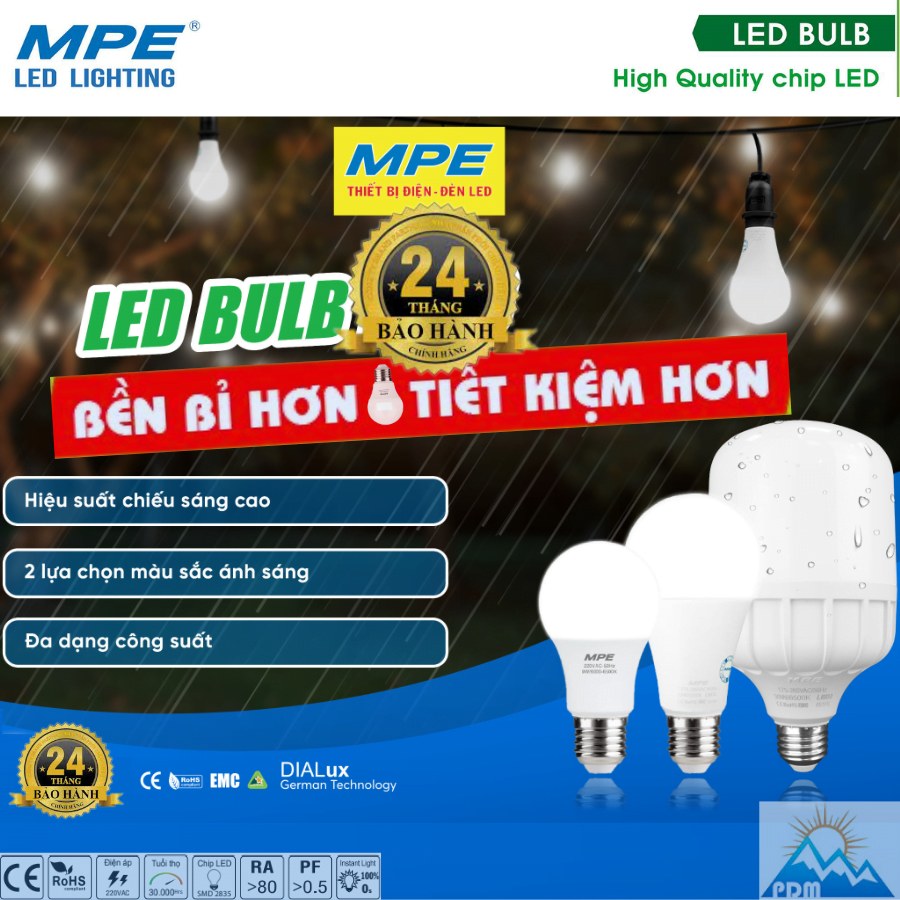 Đặc điểm nổi bật của đèn led bulb LB-30N MPE 30W 4000 - 4500K 220V RA 80