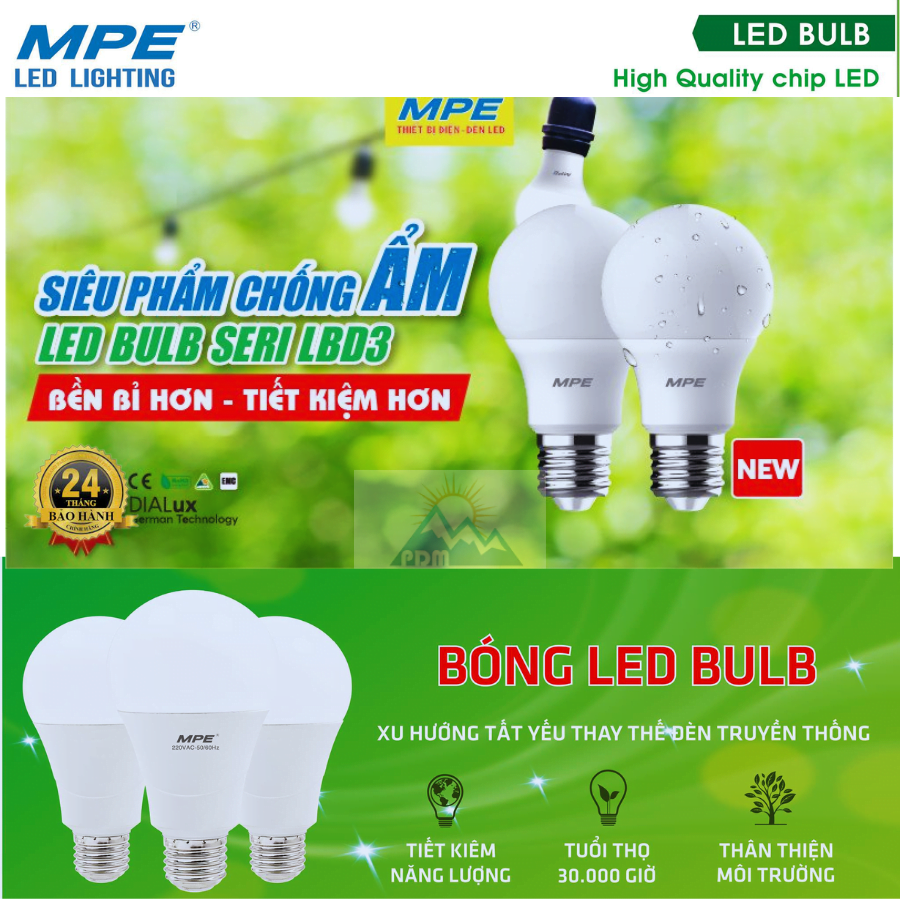 Đặc điểm nổi bật của đèn led bulb LBD-50V 50W 2800 - 3200K 220V tiết kiệm điện